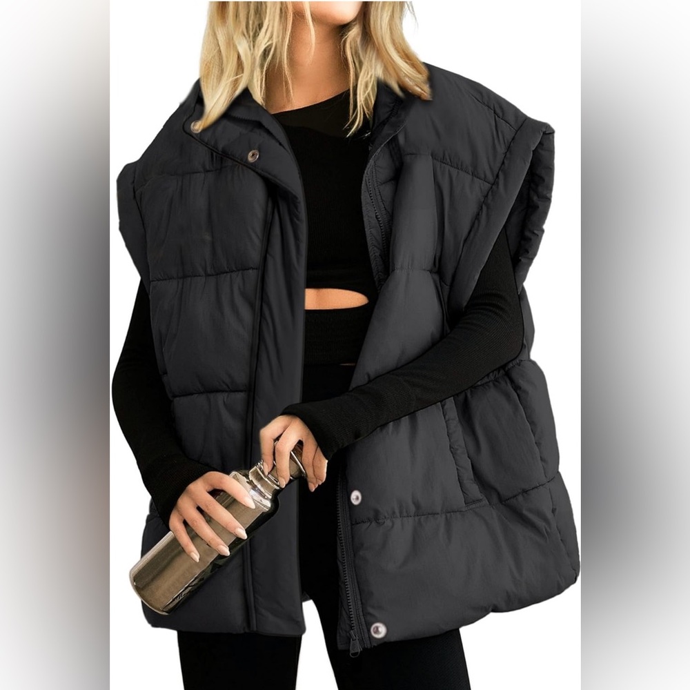 NWT Songling Womens Oversized Puffer Vest in Black- Size M